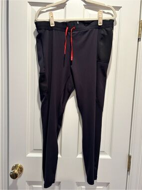 Black Women’s Athletic Leggings with Red Drawstring